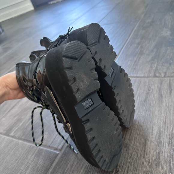 Stuart Weitzman Patent Lace Up Combat Boots, Size 7 - Picture 2 of 4